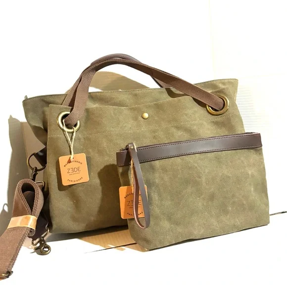 ZEDE unisex Stylish Brown Canvas Tote Bag - Picture 5 of 7